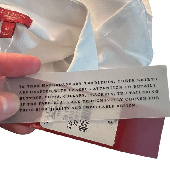 NWT! Talbots off white dress shirt. Size 4P - Picture 4 of 8